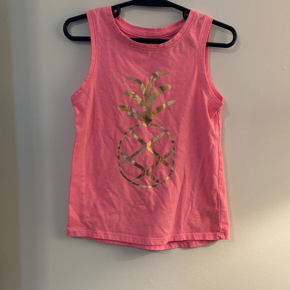 Cat & Jack Pink Tank Top with Gold Pineapple